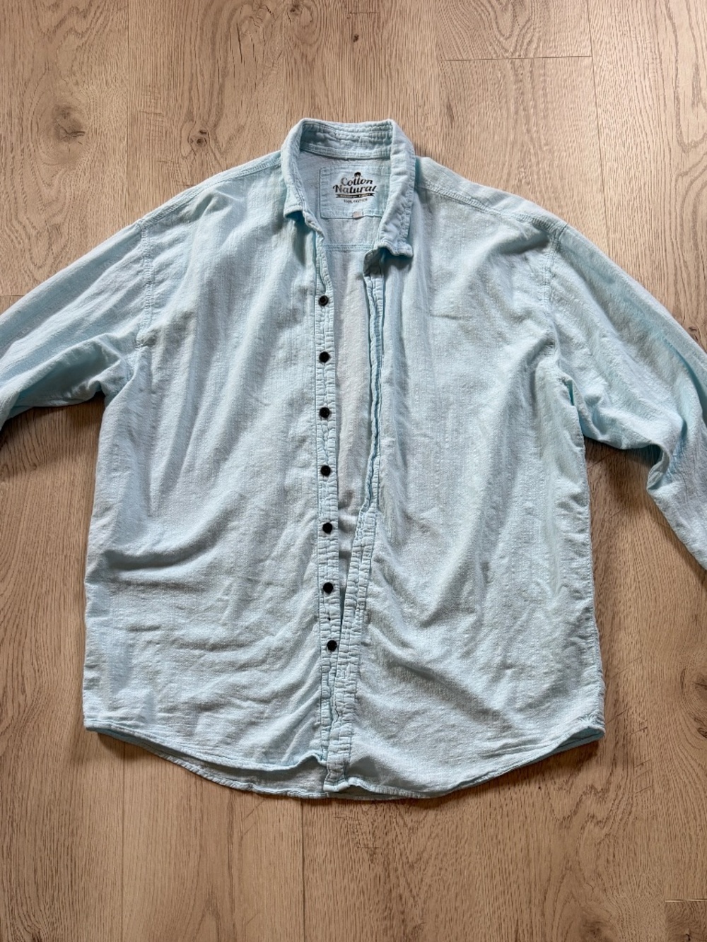 Men's Cotton Shirt Casual Long Sleeve Button Down Summer Blue Sz. XL